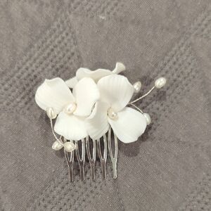 Bridal Floral Hair Comb, White